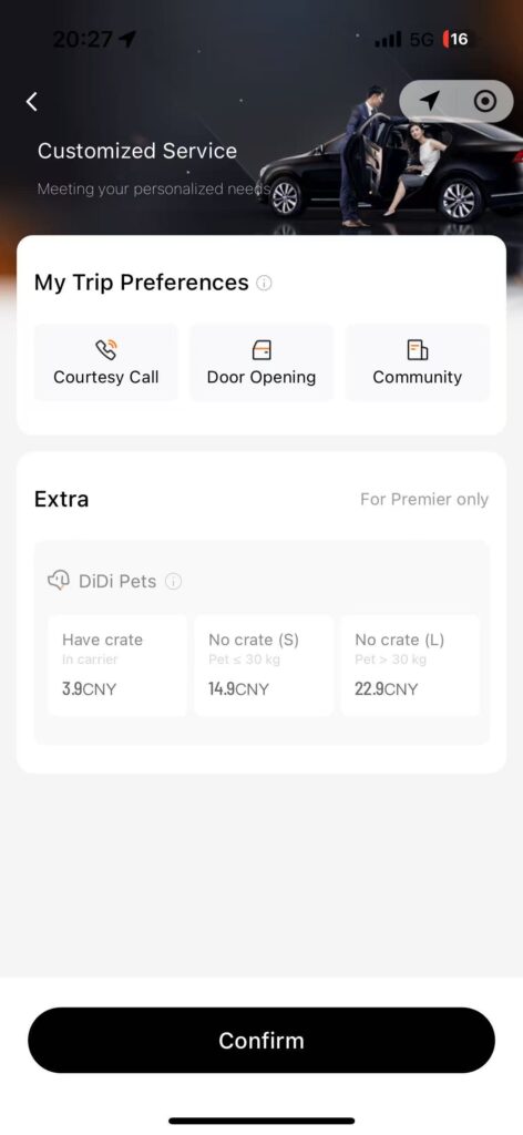 Screenshot aus der DiDi-App